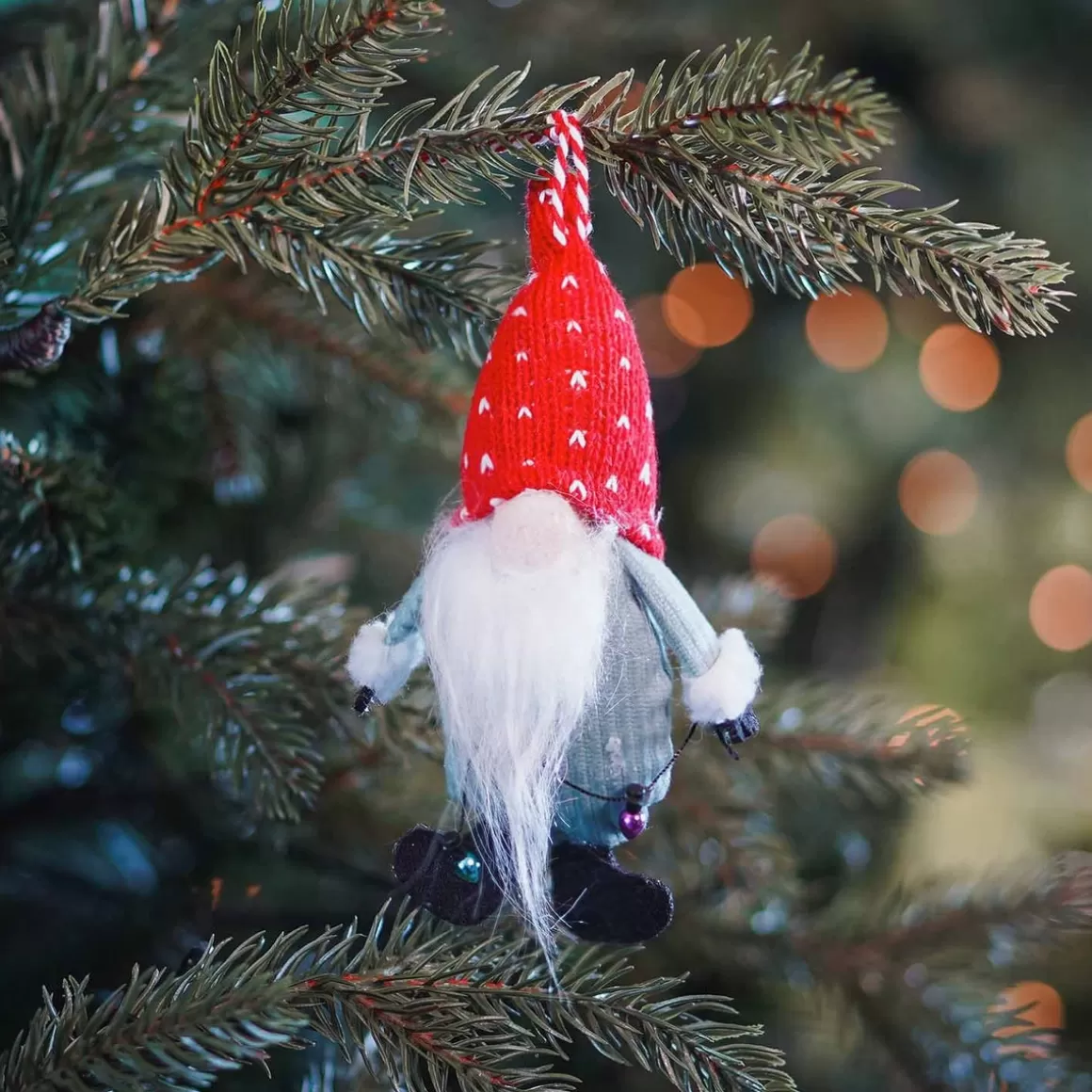 It's all about Christmas Alle Weihnachtsdeko | Weihnachtsbaumanhänger^Anhänger Weihnachtswichtel Mit Lichterkette, Rot-grün, Stoff, 12 Cm