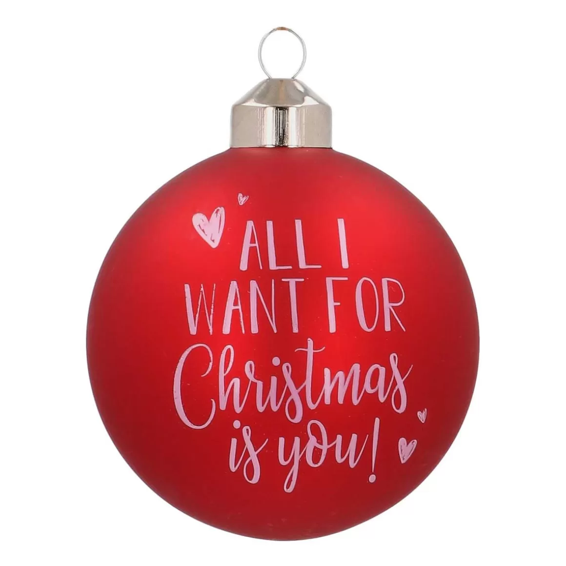 It's all about Christmas Lustige Weihnachtskugeln | Weihnachtskugeln Nach Farbe^Besondere Weihnachtskugel „All I Want For Christmas“, Rot, Glas, 8 Cm