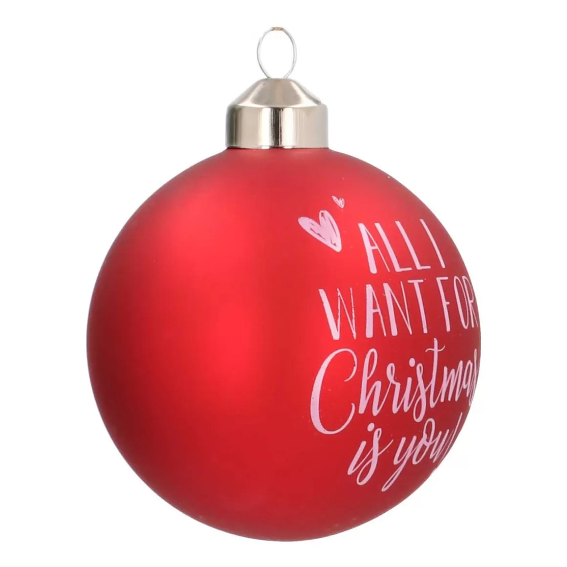 It's all about Christmas Lustige Weihnachtskugeln | Weihnachtskugeln Nach Farbe^Besondere Weihnachtskugel „All I Want For Christmas“, Rot, Glas, 8 Cm