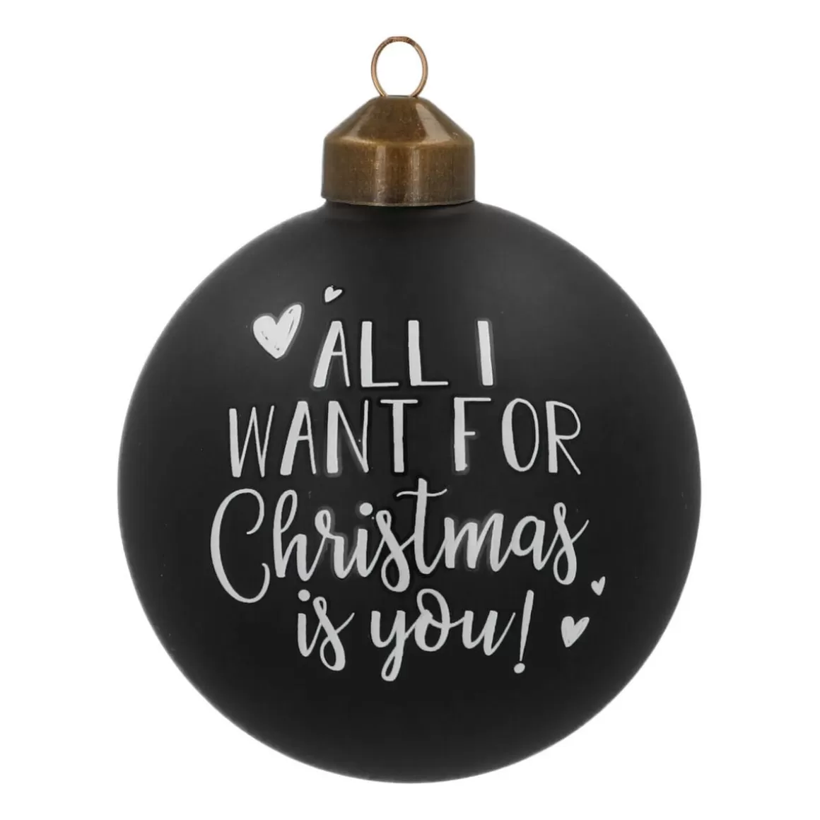 It's all about Christmas Edle Weihnachtskugeln^Besondere Weihnachtskugel „All I Want For Christmas“, Schwarz, Glas, 8 Cm