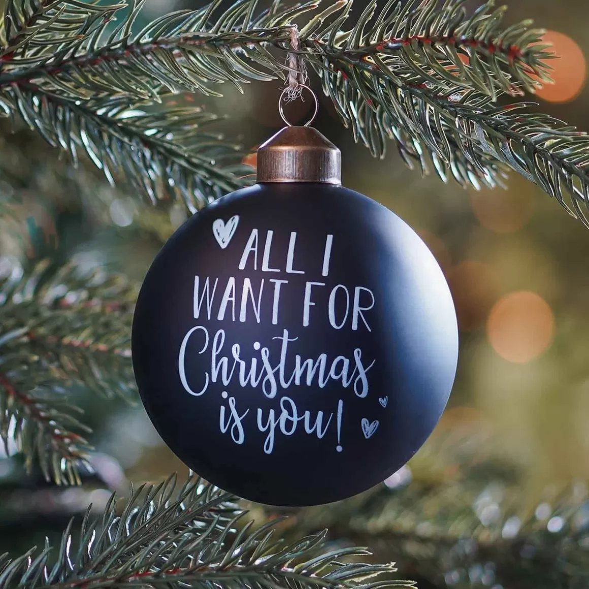 It's all about Christmas Edle Weihnachtskugeln^Besondere Weihnachtskugel „All I Want For Christmas“, Schwarz, Glas, 8 Cm