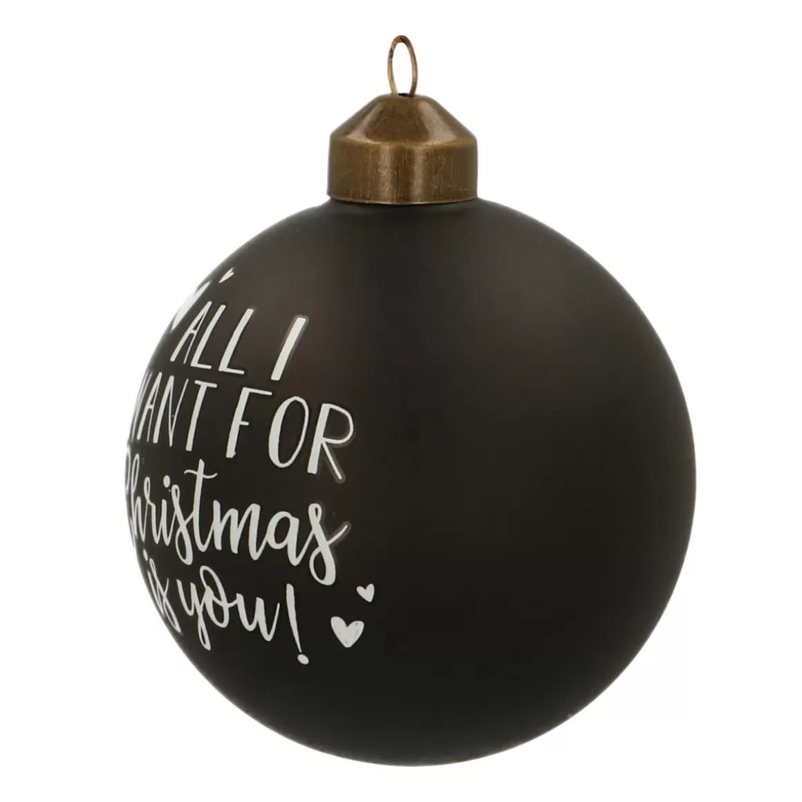 It's all about Christmas Edle Weihnachtskugeln^Besondere Weihnachtskugel „All I Want For Christmas“, Schwarz, Glas, 8 Cm