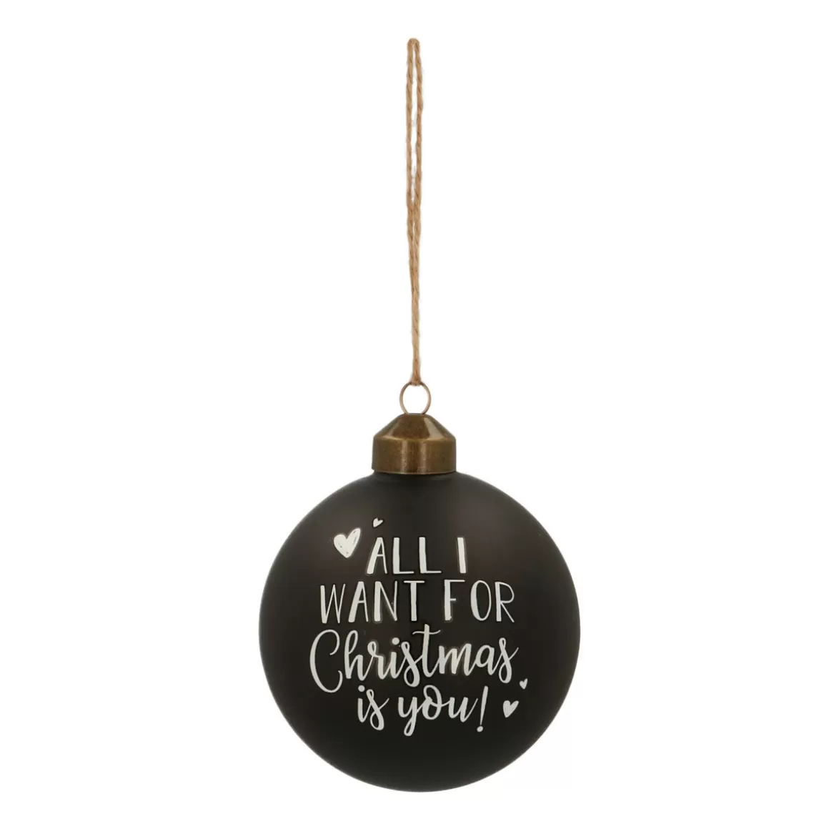 It's all about Christmas Edle Weihnachtskugeln^Besondere Weihnachtskugel „All I Want For Christmas“, Schwarz, Glas, 8 Cm