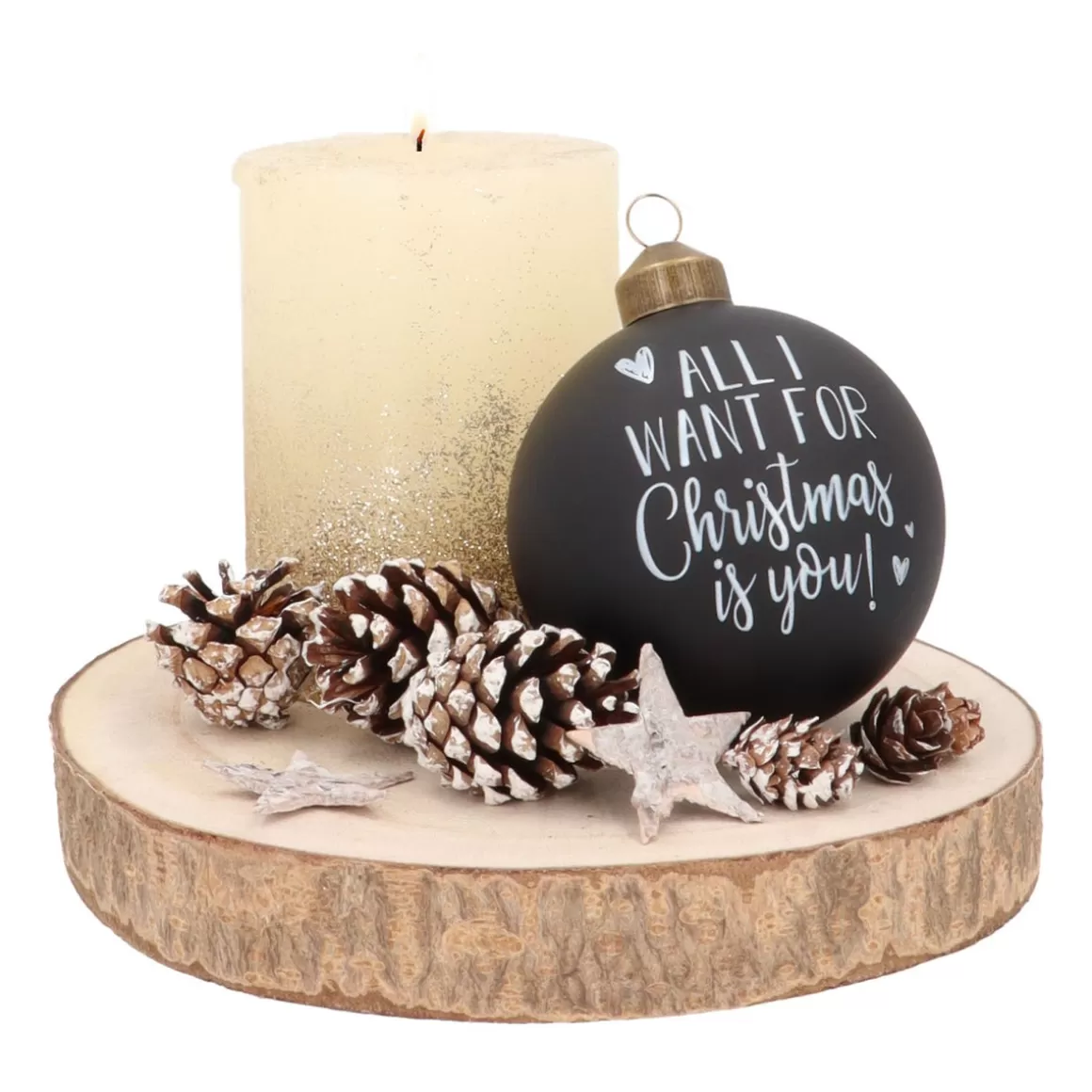 It's all about Christmas Edle Weihnachtskugeln^Besondere Weihnachtskugel „All I Want For Christmas“, Schwarz, Glas, 8 Cm