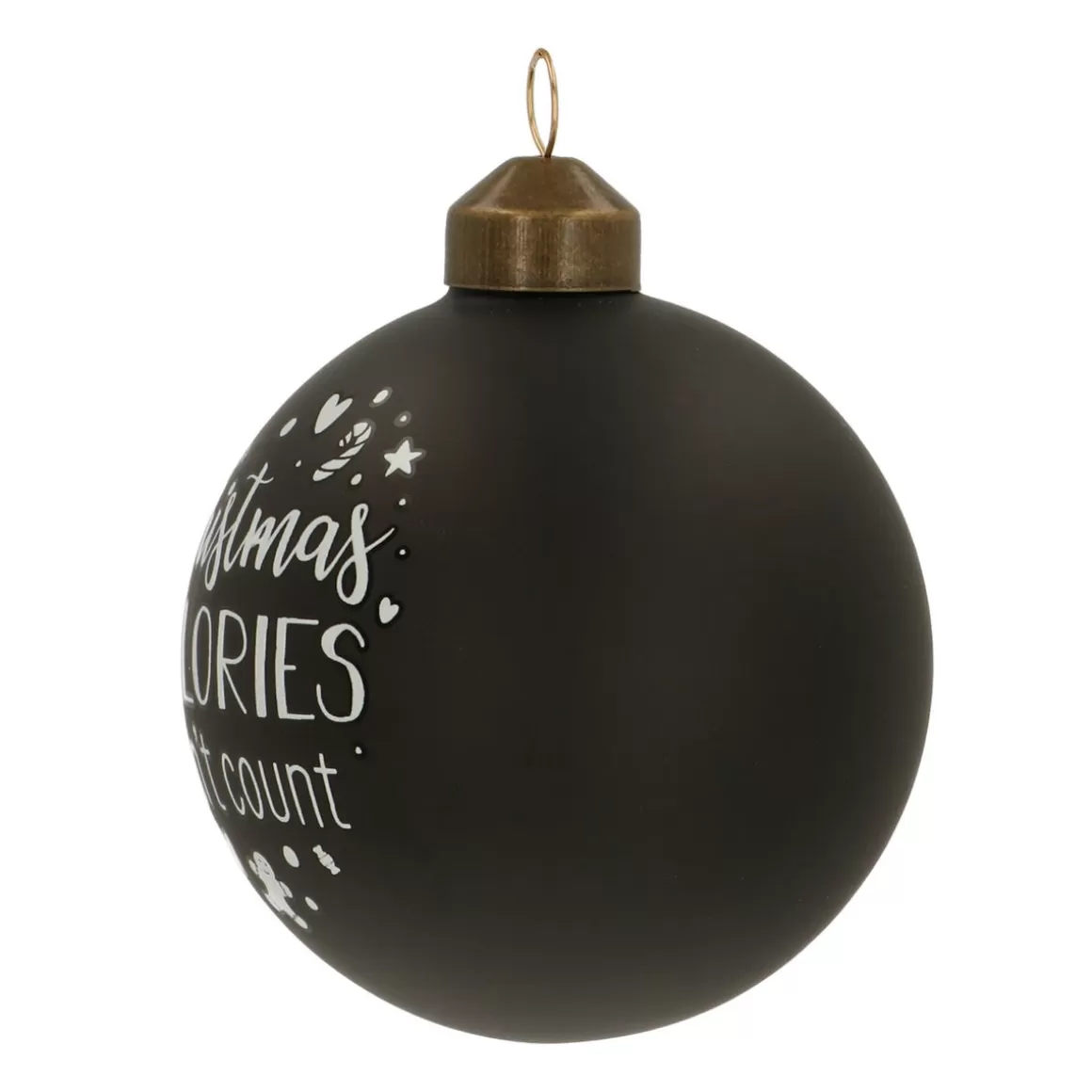 It's all about Christmas Lustige Weihnachtskugeln | Weihnachtskugeln Nach Farbe^Besondere Weihnachtskugel „Christmas Calories Don't Count“, Schwarz, Glas, 8 Cm