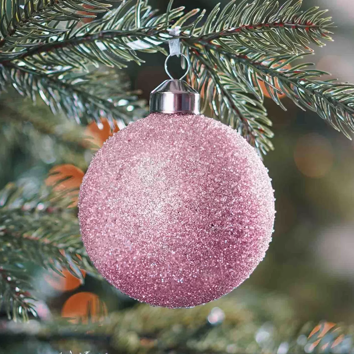 It's all about Christmas Edle Weihnachtskugeln^Besondere Weihnachtskugel Glitzer, Rosa, Glas, 8 Cm