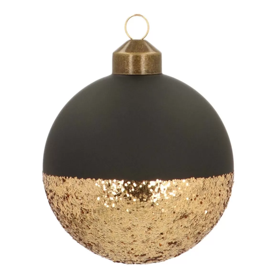 It's all about Christmas Außergewöhnliche Weihnachtskugeln | Weihnachtskugeln Nach Farbe^Besondere Weihnachtskugel In Glitzergold Getaucht, Schwarz, Glas, 8 Cm