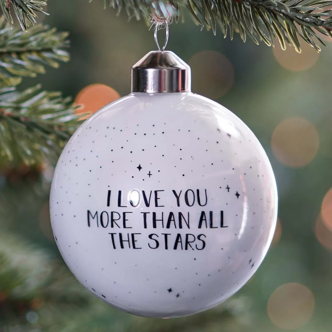 It's all about Christmas Lustige Weihnachtskugeln | Weihnachtskugeln Nach Farbe^Besondere Weihnachtskugel „Love You More“, Weiß, Glas, 8 Cm