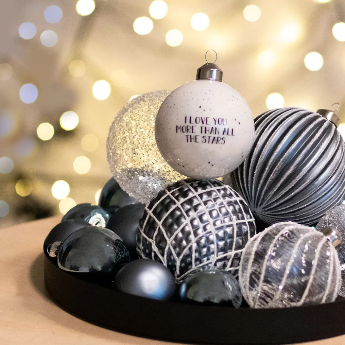 It's all about Christmas Lustige Weihnachtskugeln | Weihnachtskugeln Nach Farbe^Besondere Weihnachtskugel „Love You More“, Weiß, Glas, 8 Cm