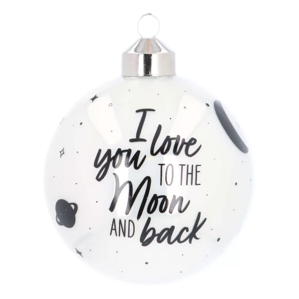 It's all about Christmas Lustige Weihnachtskugeln | Weihnachtskugeln Nach Farbe^Besondere Weihnachtskugel „Love You To The Moon“, Weiß, Glas, 8 Cm