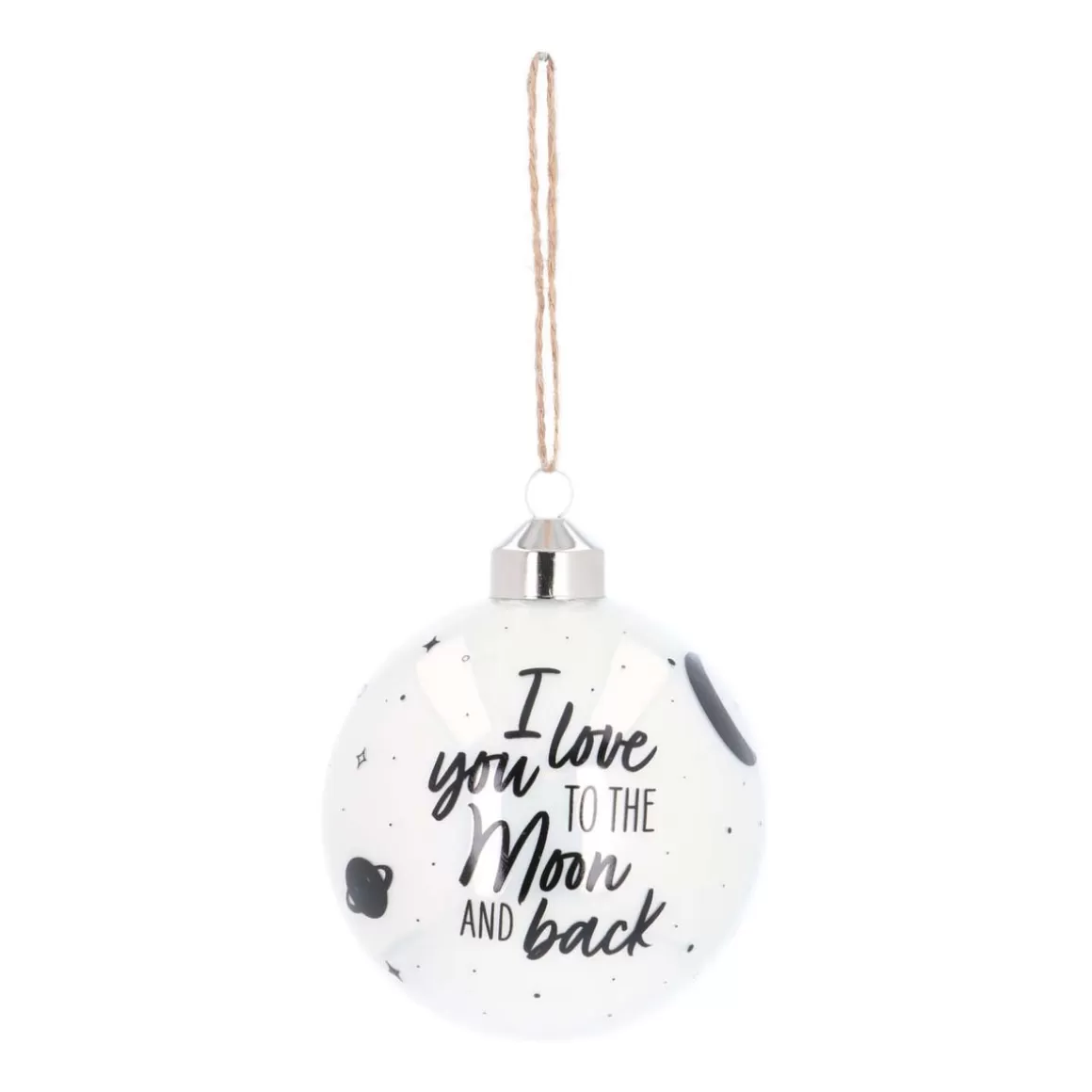 It's all about Christmas Lustige Weihnachtskugeln | Weihnachtskugeln Nach Farbe^Besondere Weihnachtskugel „Love You To The Moon“, Weiß, Glas, 8 Cm
