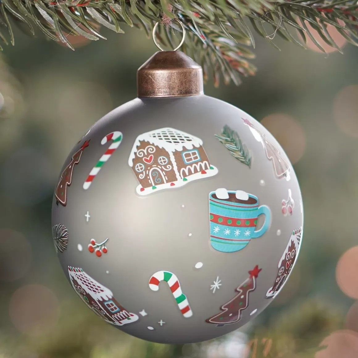 It's all about Christmas Außergewöhnliche Weihnachtskugeln | Weihnachtskugeln Nach Farbe^Besondere Weihnachtskugel Mit Weihnachtsmotiven, Cottage Green, Glas, 8 Cm