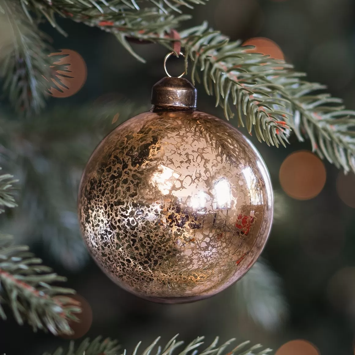 It's all about Christmas Christbaumschmuck Glas | Außergewöhnliche Weihnachtskugeln^Bronzene Weihnachtsbaumkugel Mit Vintage-Craquelé