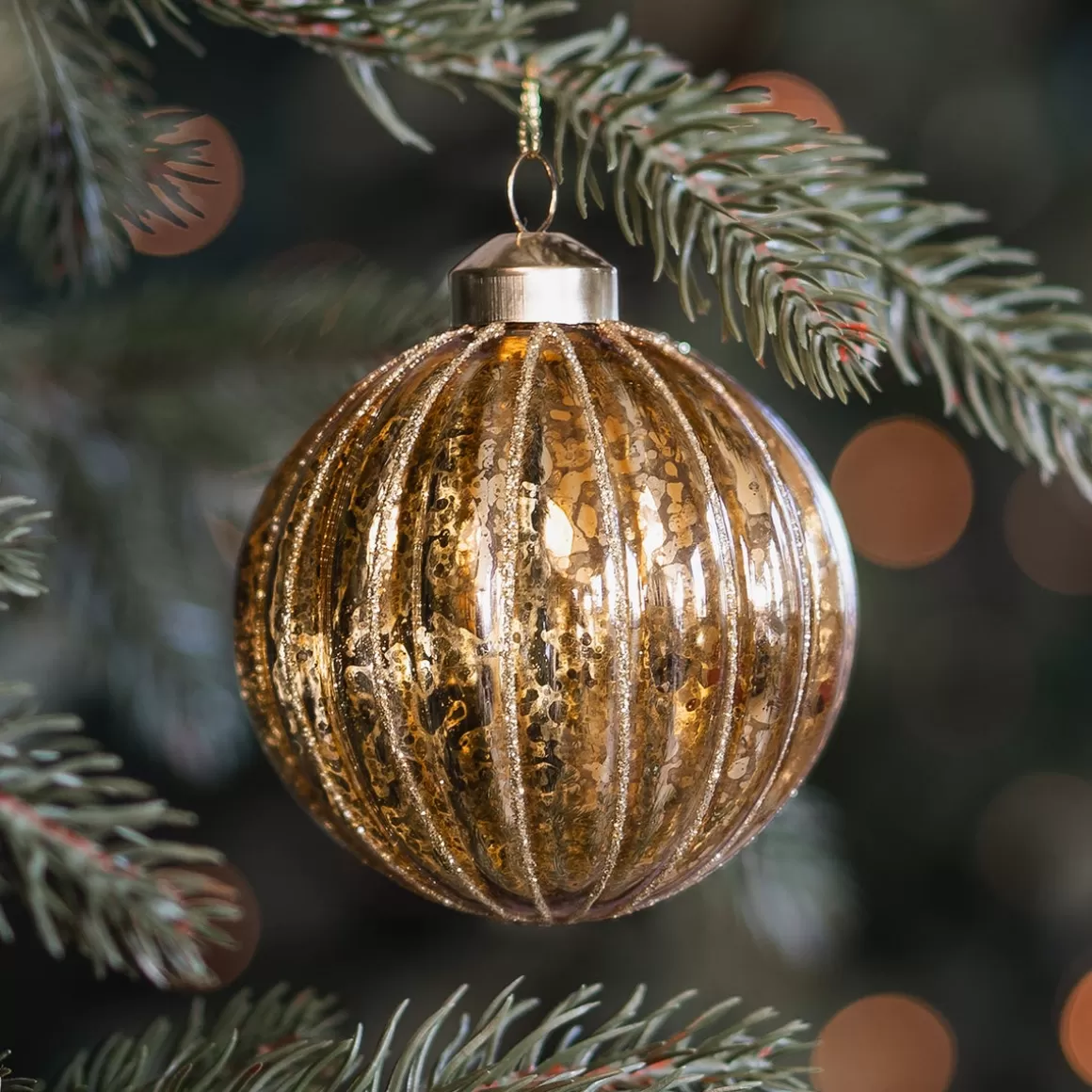 It's all about Christmas Christbaumschmuck Glas | Weihnachtskugeln Nach Farbe^Elegante Bronzene Weihnachtskugel Mit Craquelé-Vintage-Look