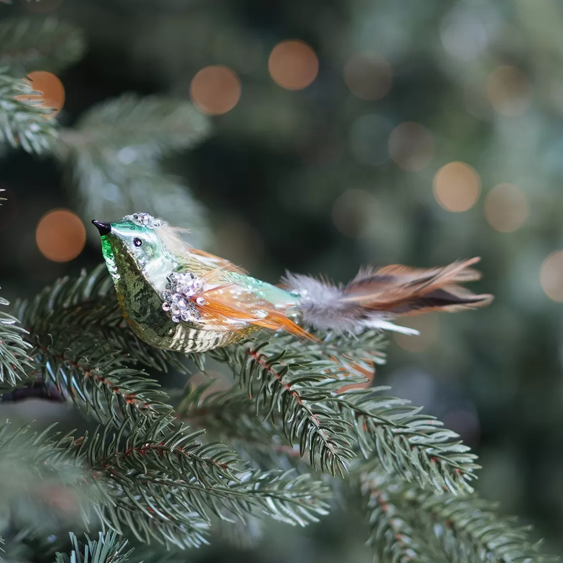 It's all about Christmas Weihnachtsdeko Zum Basteln | Christbaumschmuck Glas^Eleganter Grün-goldener Vogel Mit Klammer Für Ein Naturnahes Weihnachten