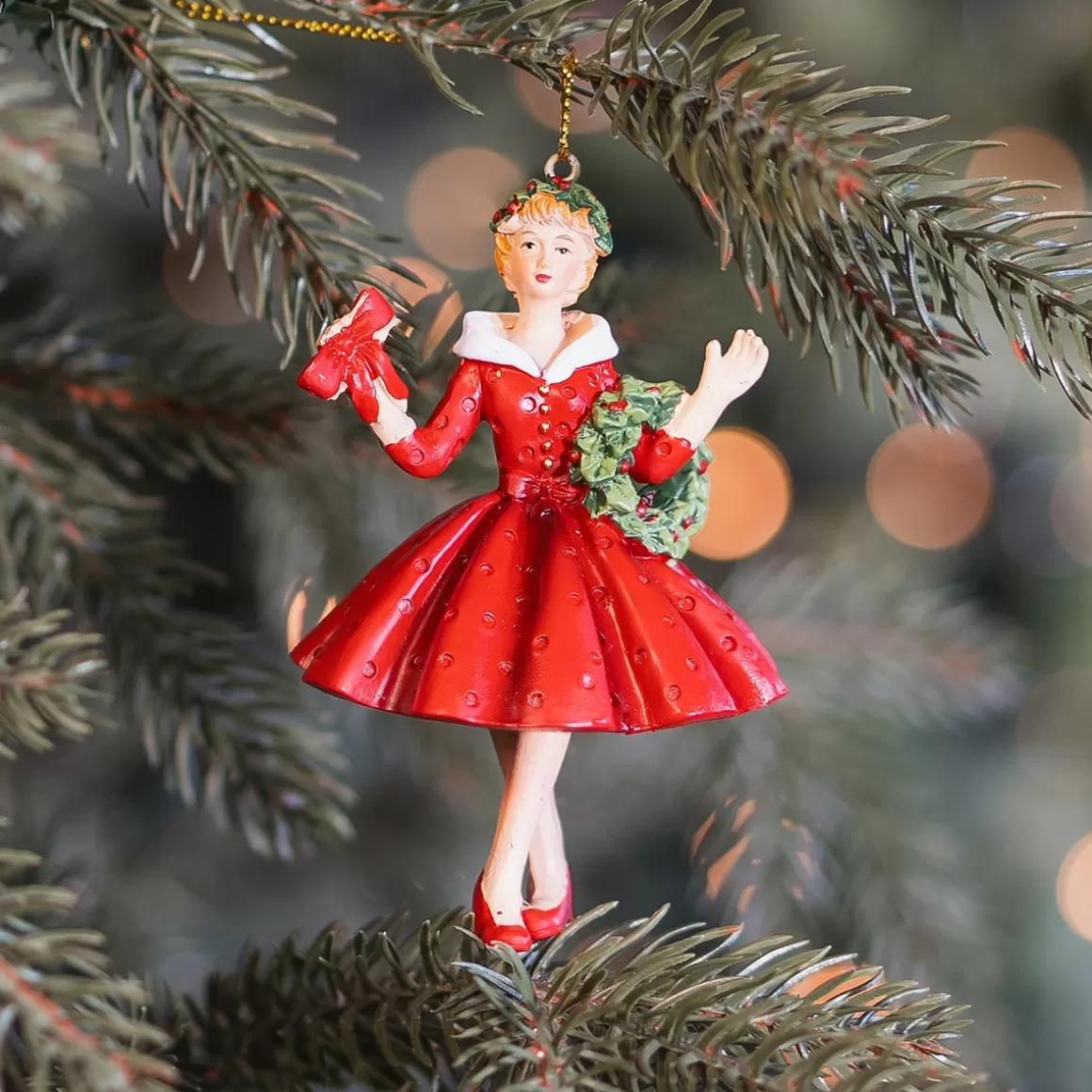 It's all about Christmas Weihnachtsbaumanhänger^Eleganter Weihnachtsanhänger: Frau Mit Rotem Kleid