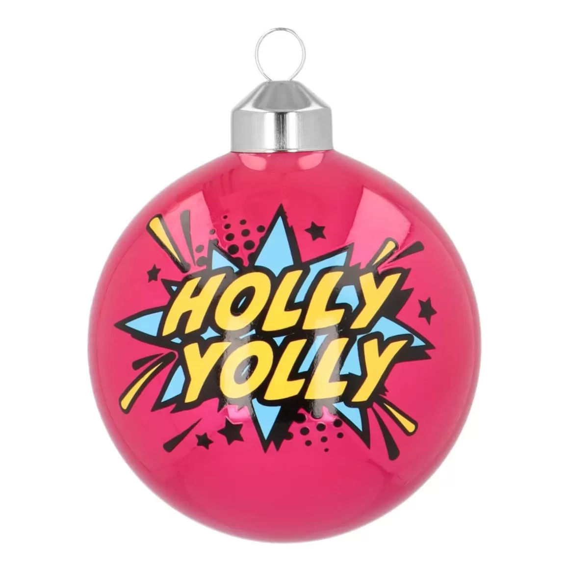 It's all about Christmas Weihnachtsbaumanhänger | Außergewöhnliche Weihnachtskugeln^Extravagante Pop-art Weihnachtskugel „Holly Yolly“, Pink, Glas, 8 Cm