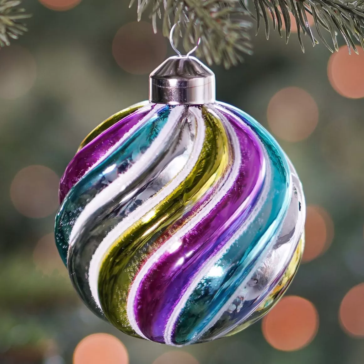 It's all about Christmas Weihnachtskugeln Nach Farbe | Edle Weihnachtskugeln^Extravagante Weihnachtskugel Swirl, Bunt, Glas, 8 Cm