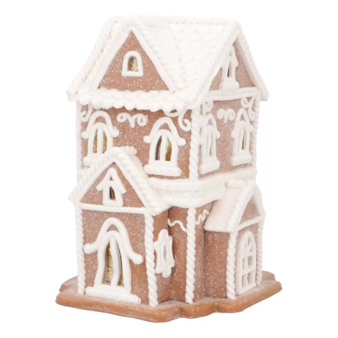 It's all about Christmas Weihnachtsdörfer Und Lebkuchenhäuser^LED Lebkuchenhaus, Braun-weiß, Modelliermasse, 19 Cm