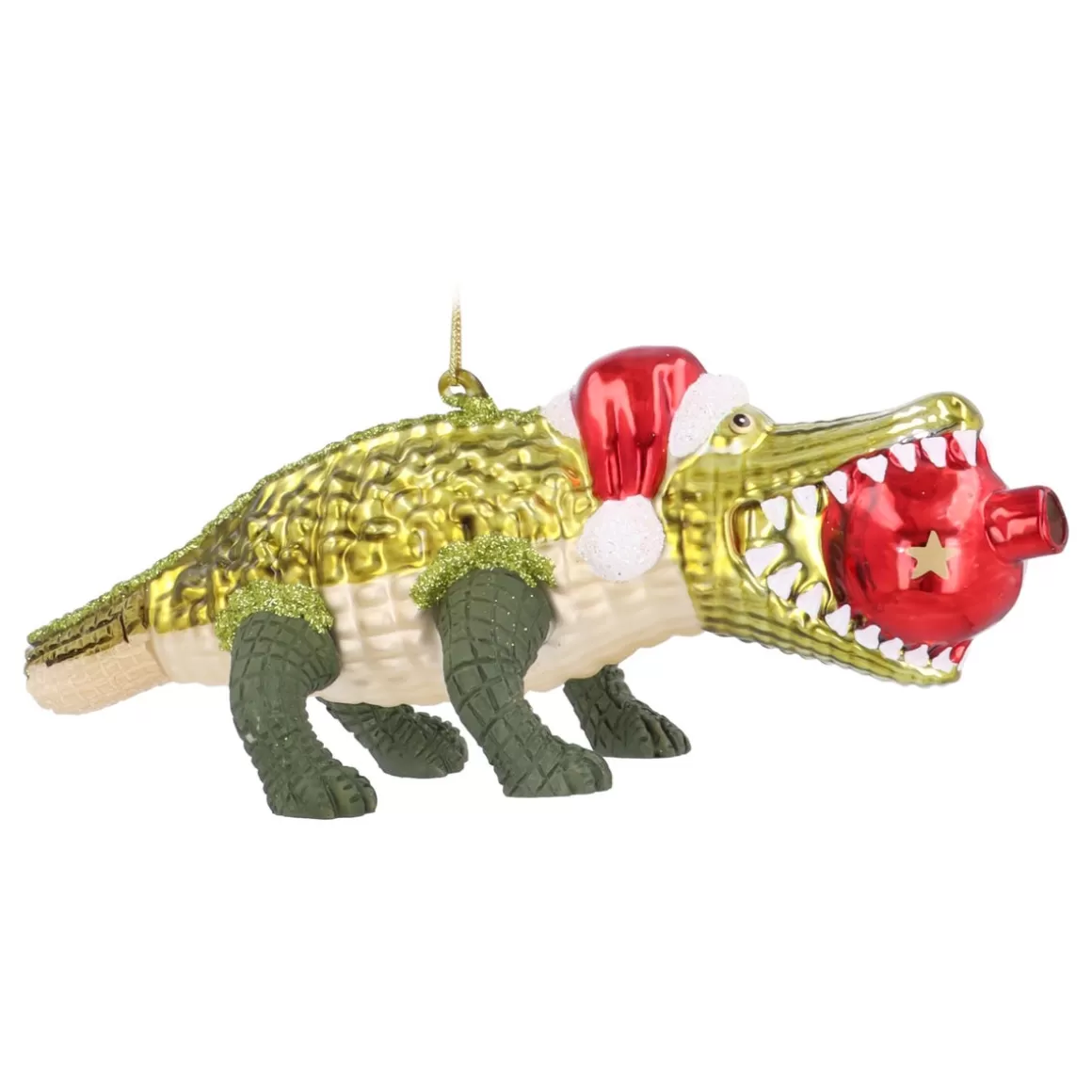 It's all about Christmas Weihnachtsbaumanhänger^Luxuriöses Krokodil Mit Weihnachtsmütze Und Weihnachtskugel