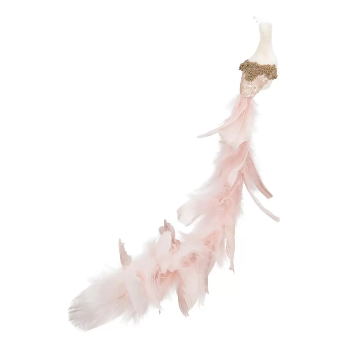 It's all about Christmas Weihnachtsdekoration Mit Clip^Pfau Mit Clip Und Großer Feder, Weiß-champagner, Kunststoff, 50 Cm
