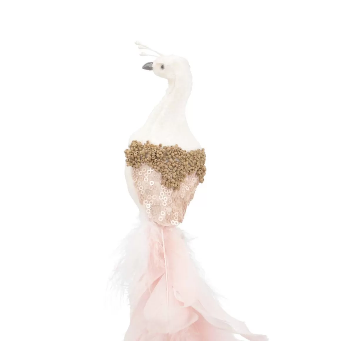 It's all about Christmas Weihnachtsdekoration Mit Clip^Pfau Mit Clip Und Großer Feder, Weiß-champagner, Kunststoff, 50 Cm
