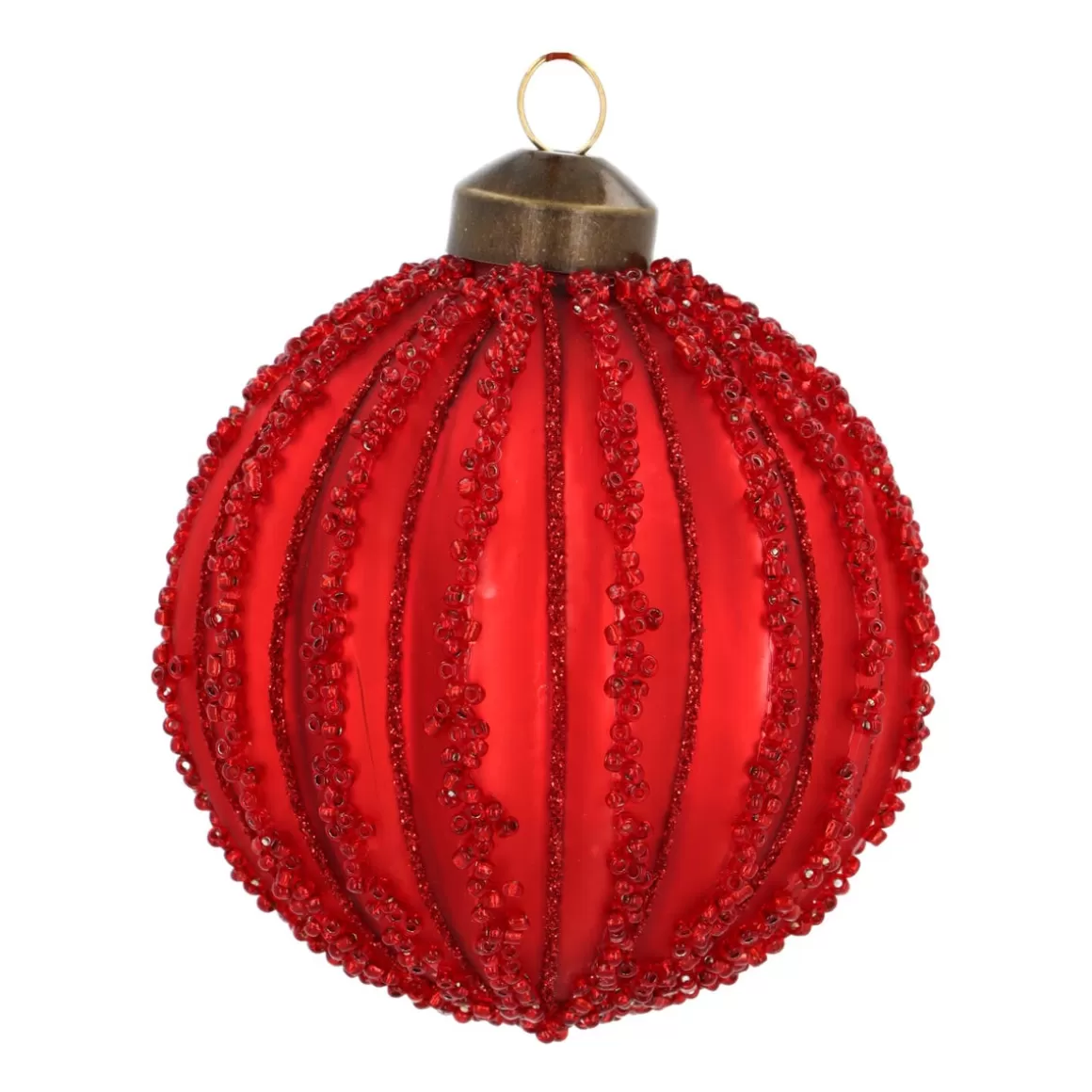It's all about Christmas Christbaumschmuck Glas | Weihnachtskugeln Nach Farbe^Rote Craquelé-Weihnachtskugel Im Vintage-Look Mit Glitzerlinien
