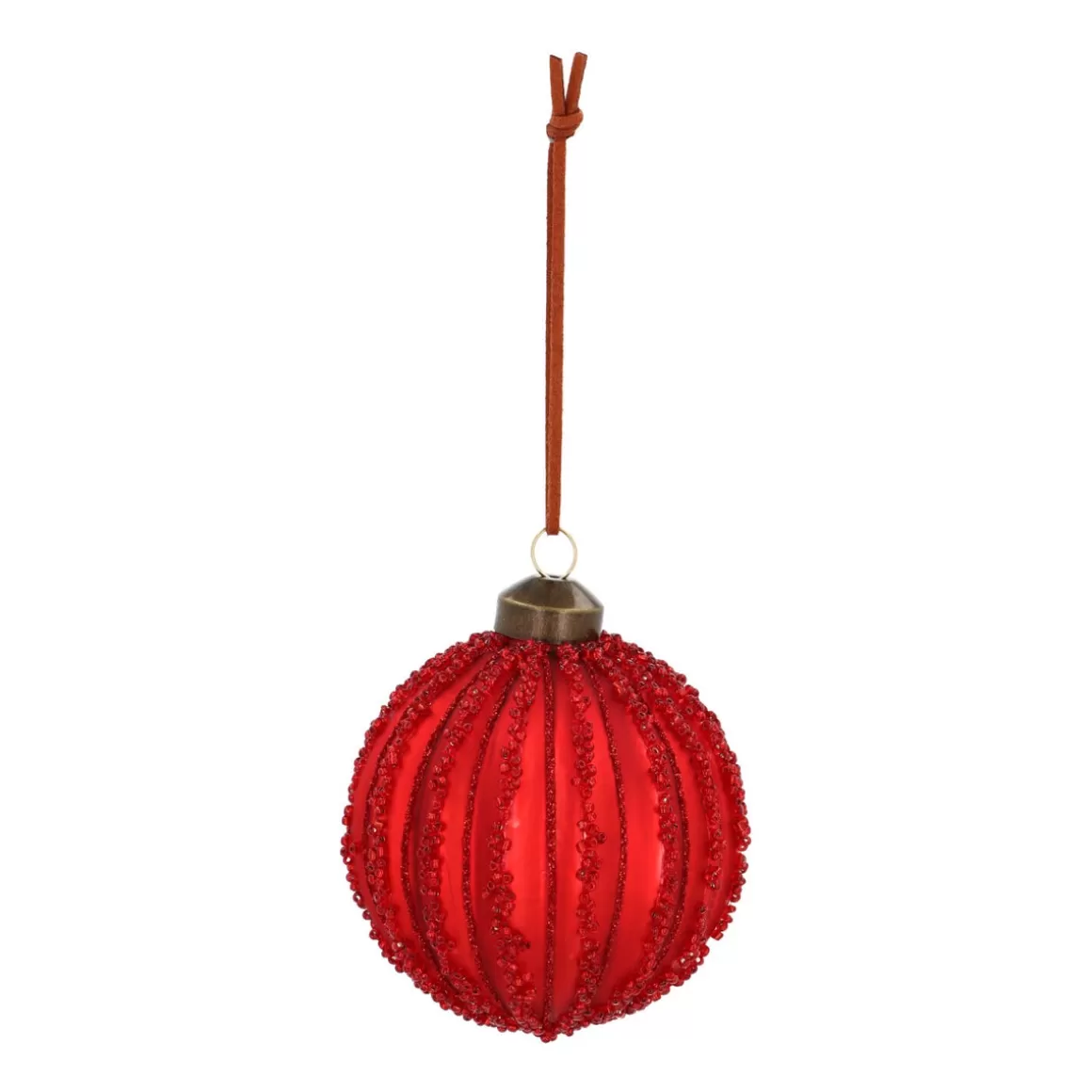 It's all about Christmas Christbaumschmuck Glas | Weihnachtskugeln Nach Farbe^Rote Craquelé-Weihnachtskugel Im Vintage-Look Mit Glitzerlinien