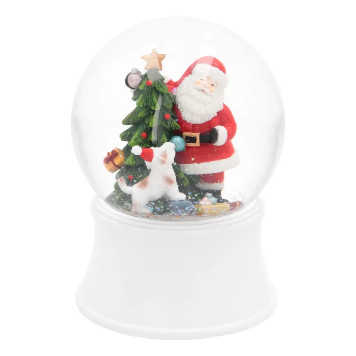 It's all about Christmas Alle Weihnachtsdeko | Schneekugeln^Schneekugel Mit Spieluhr Weihnachtsmann Mit Hund, Weiß, Glas, 15 Cm