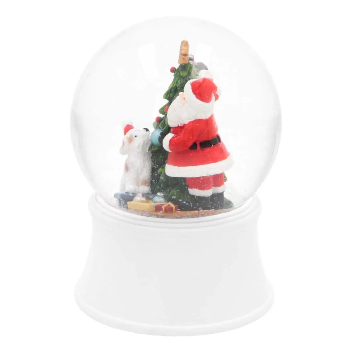 It's all about Christmas Alle Weihnachtsdeko | Schneekugeln^Schneekugel Mit Spieluhr Weihnachtsmann Mit Hund, Weiß, Glas, 15 Cm