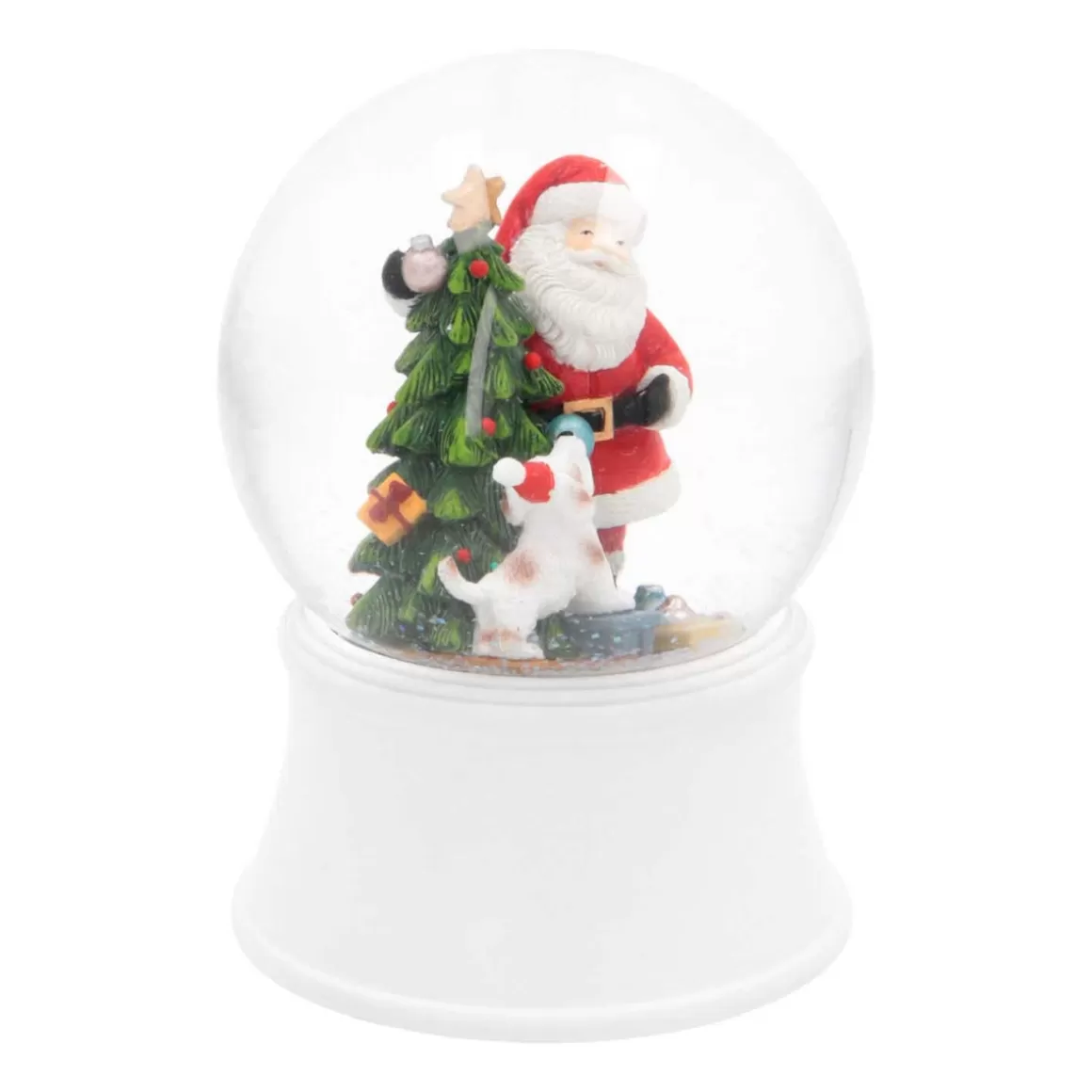 It's all about Christmas Alle Weihnachtsdeko | Schneekugeln^Schneekugel Mit Spieluhr Weihnachtsmann Mit Hund, Weiß, Glas, 15 Cm