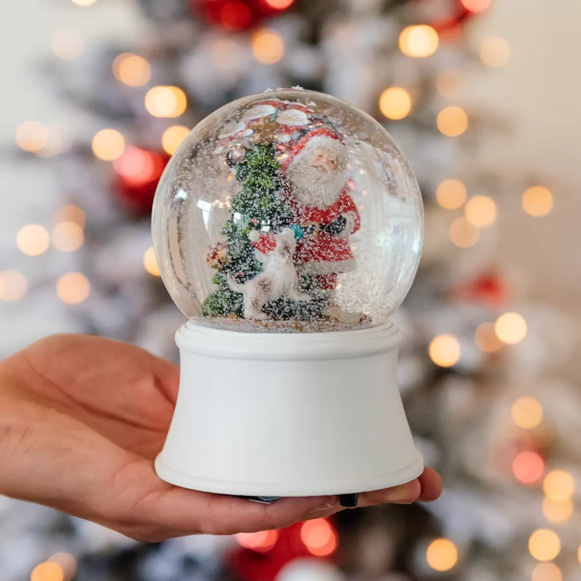 It's all about Christmas Alle Weihnachtsdeko | Schneekugeln^Schneekugel Mit Spieluhr Weihnachtsmann Mit Hund, Weiß, Glas, 15 Cm