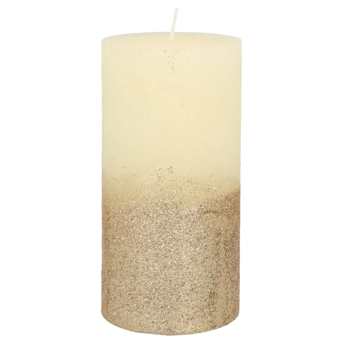It's all about Christmas Weihnachtskerzen^Stumpenkerze, Elfenbein Mit Goldenem Glitzer, Paraffin, 15 Cm