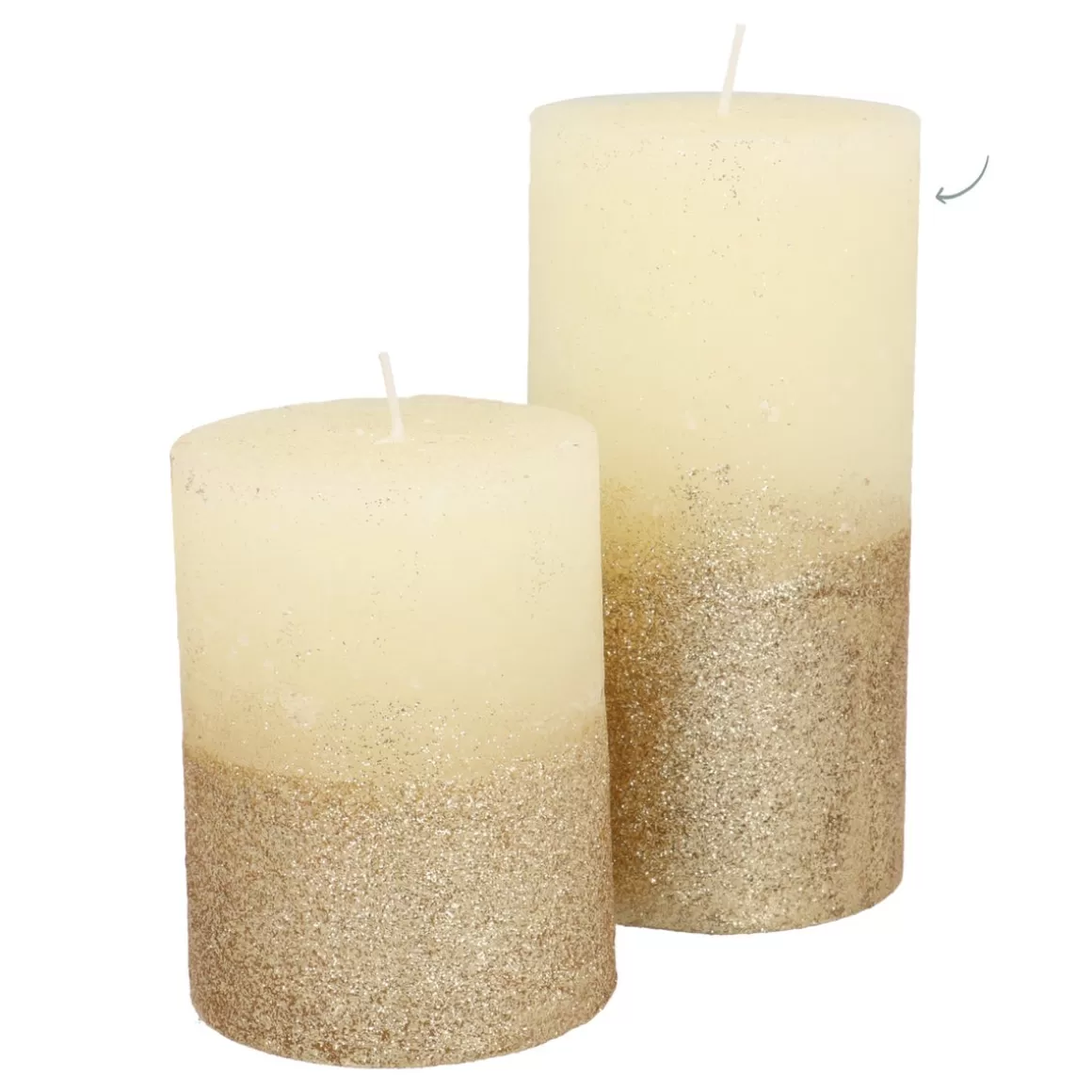 It's all about Christmas Weihnachtskerzen^Stumpenkerze, Elfenbein Mit Goldenem Glitzer, Paraffin, 15 Cm
