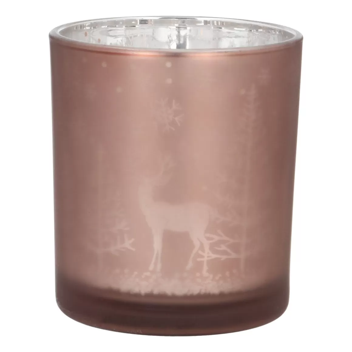 It's all about Christmas Weihnachtskerzen^Teelichthalter Rentier Im Wald, Taupe, Glas, 8 Cm