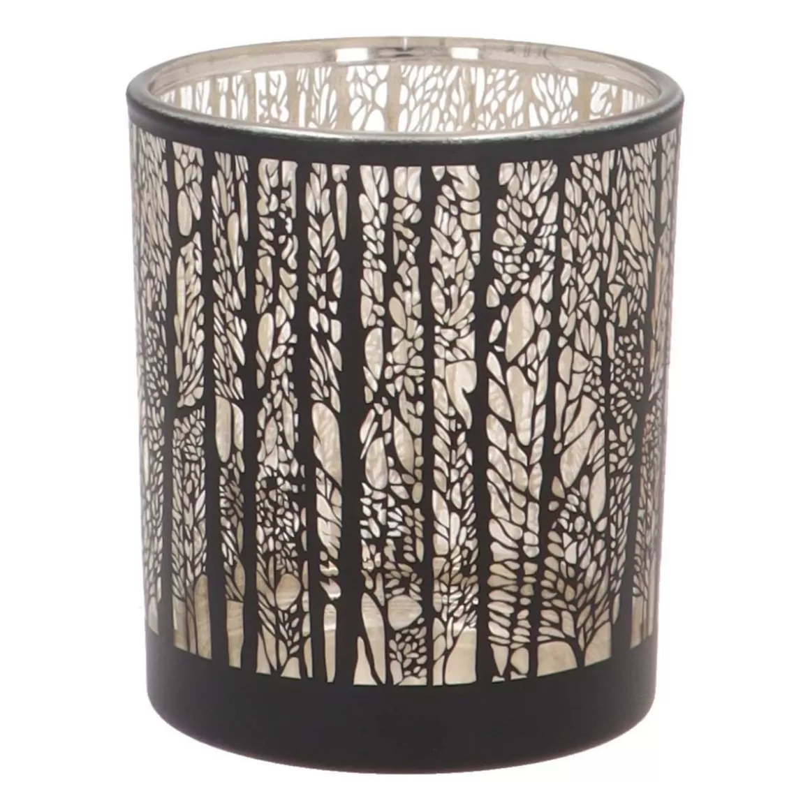 It's all about Christmas Weihnachtskerzen^Teelichthalter Wald, Schwarz, Glas, 8 Cm