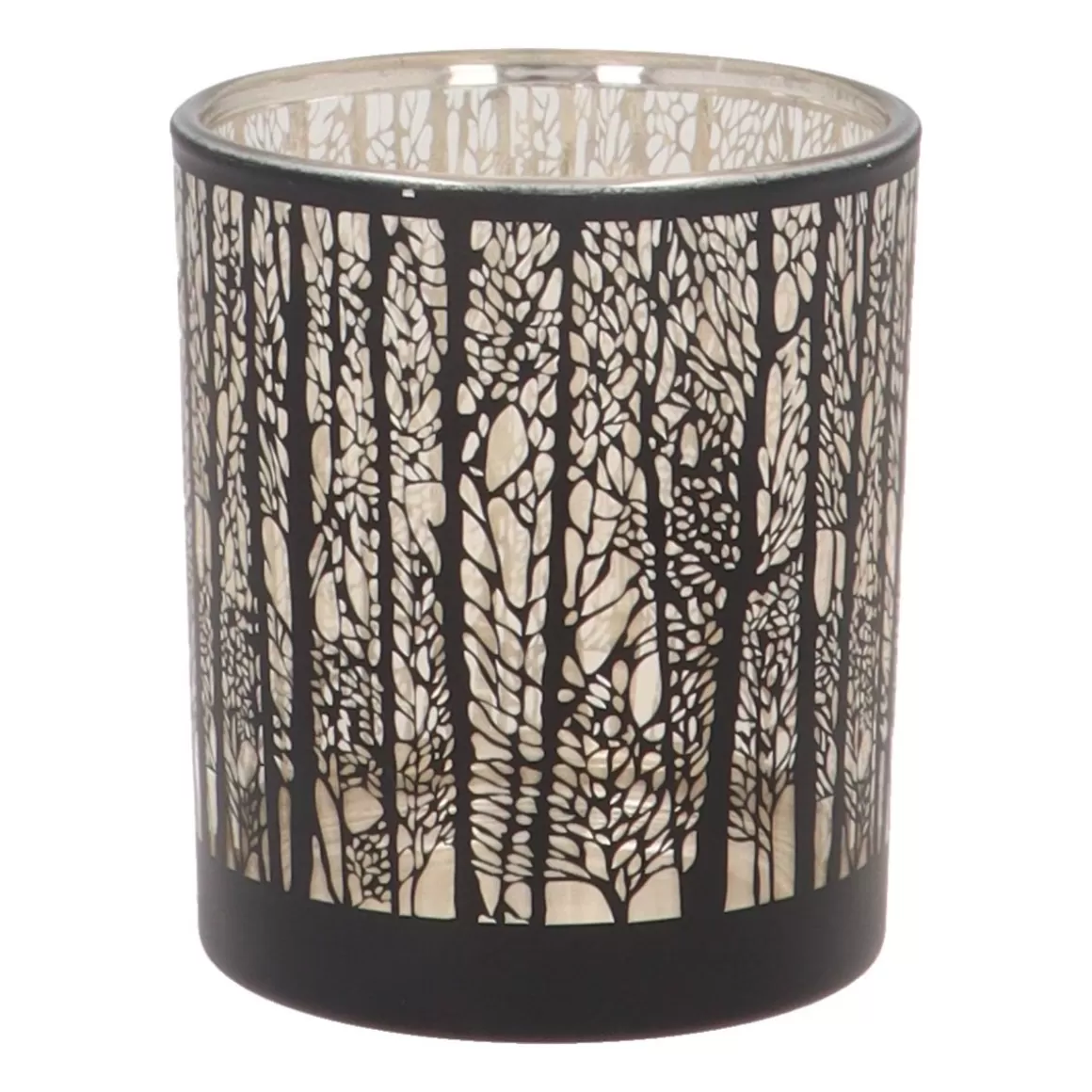 It's all about Christmas Weihnachtskerzen^Teelichthalter Wald, Schwarz, Glas, 8 Cm