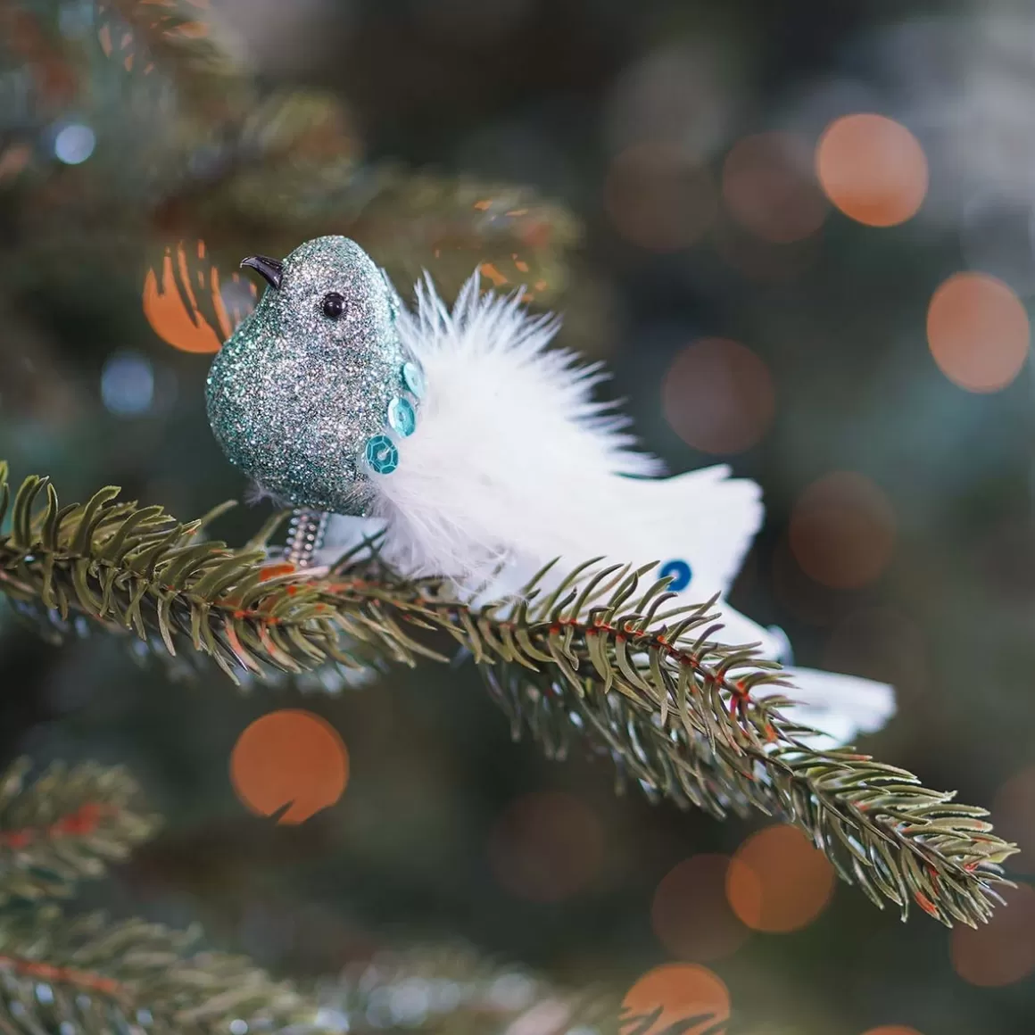 It's all about Christmas Weihnachtsdeko Zum Basteln | Weihnachtsdekoration Mit Clip^Vogel Mit Clip Und Feder, Cottage Green-weiß, Kunststoff, 15 Cm