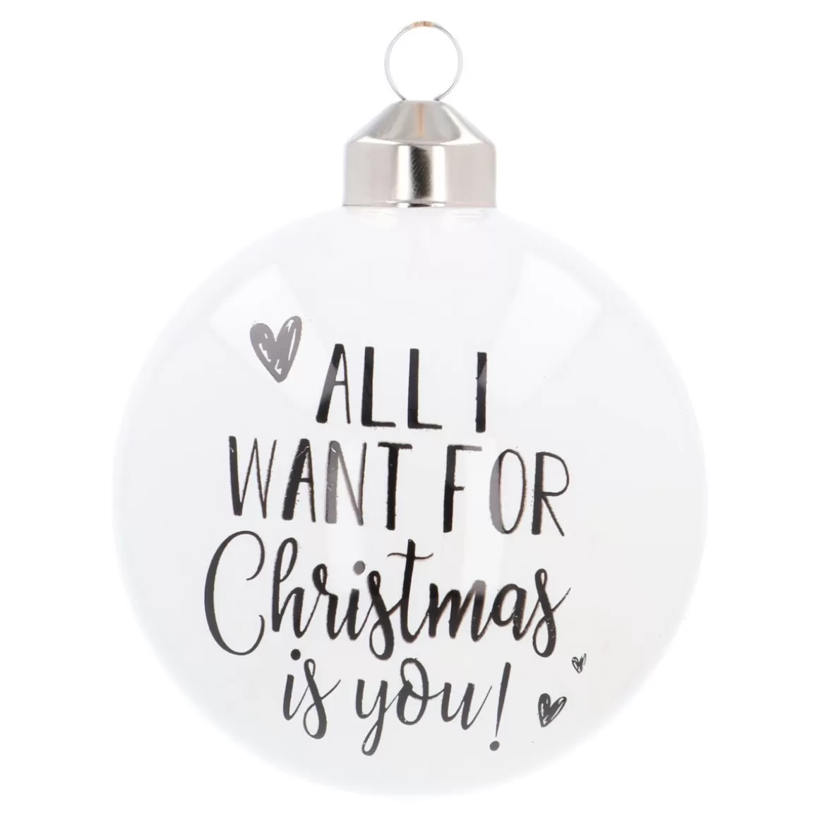 It's all about Christmas Weihnachtskugeln Nach Farbe | Weihnachtskugeln Aus Glas^Weiße Weihnachtskugel "All I Want For Christmas Is You!"