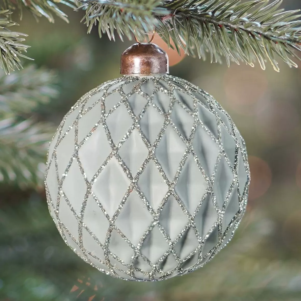 It's all about Christmas Weihnachtskugeln Nach Farbe | Edle Weihnachtskugeln^Weihnachtskugel Rautenmuster, Cottage Green, Glas, 8 Cm