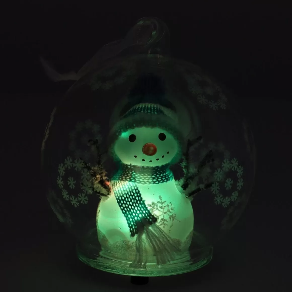 It's all about Christmas Gesamte Weihnachtsbeleuchtung | Christbaumschmuck Glas^Weihnachtskugel Schneemann-Figur Mit LED-Licht Hellblau, 10 Cm