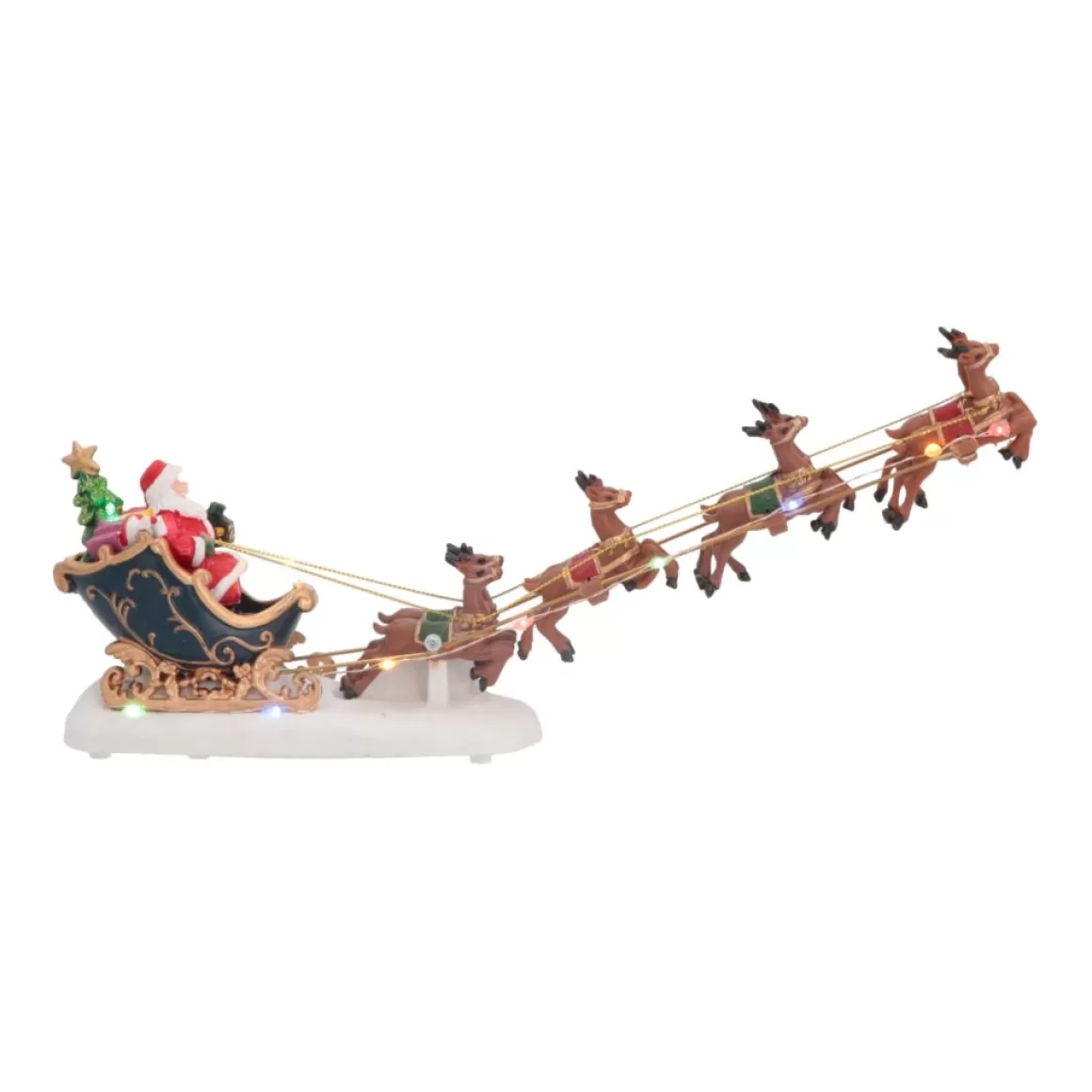 It's all about Christmas Weihnachtsdörfer Und Lebkuchenhäuser^Weihnachtsszene Weihnachtsmann Mit Rentier-Schlitten, LED-Beleuchtung, 36 Cm